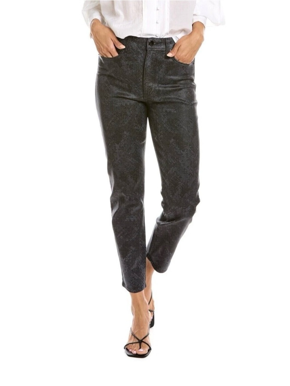Rag & Bone Nina High Rise Snake Print Coated Jeans Ankle Cigarette Sz 25